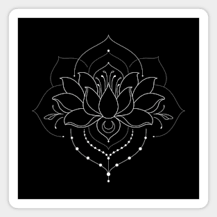 Blooming Lotus Flower / Mandala Version / White Magnet